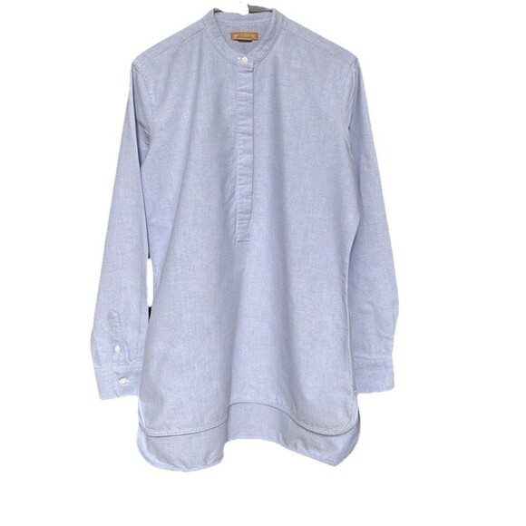 Ann Mashburn Size L Blue Popover Long Sleeve Cotton Shirt Tunic Blouse Cotton - Picture 2 of 8